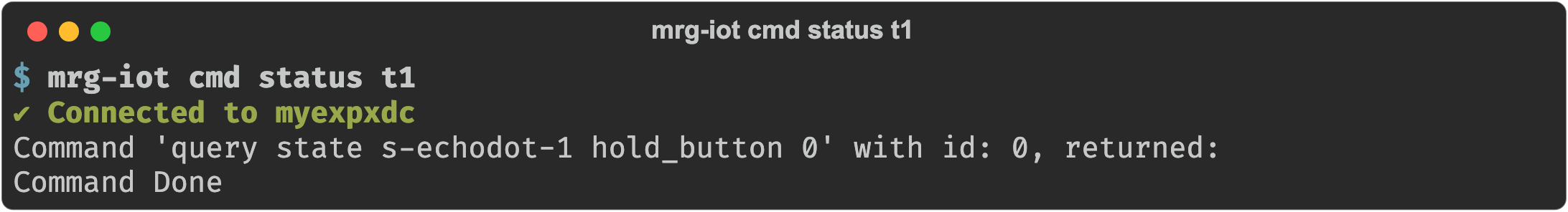 mrg-iot cmd status t1 reporting that the job is done