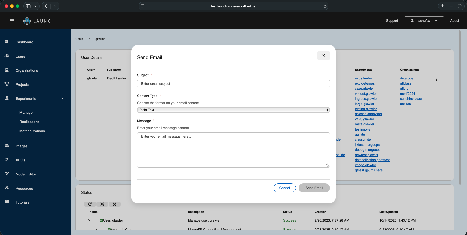 Email compose dialog interface